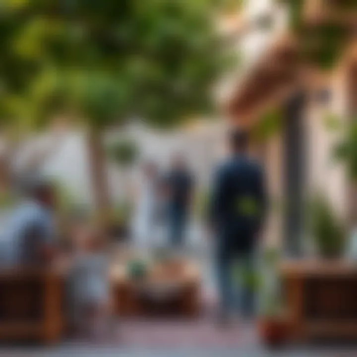 A vibrant community space in واحه العين filled with families and greenery